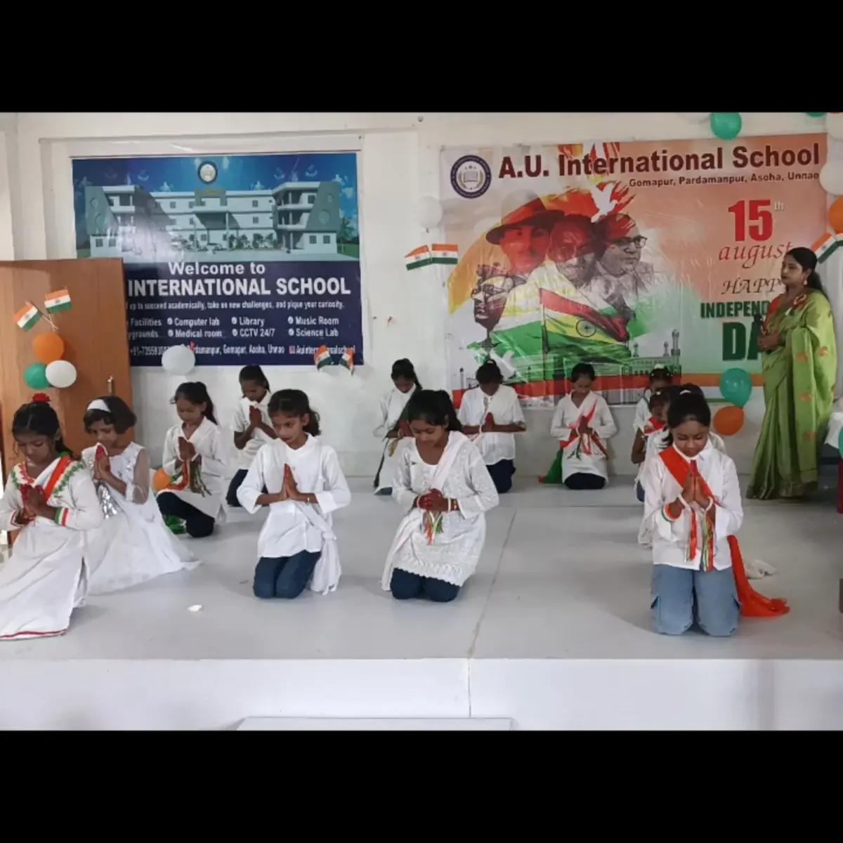 Students performing on Independence Day at A. U. International School